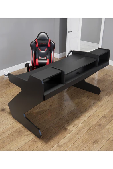 Michael Brean Özel Tasarım  Oyuncu Ve Stüdyo Masası 160 cm Bardaklık Ve Kulaklık Tutucu Hediye - 4