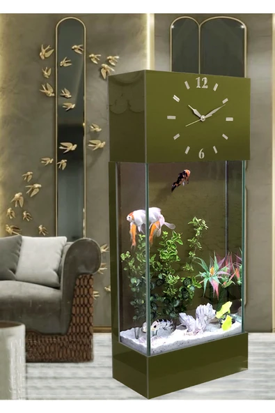 Dekor Akvaryum Led Işıklı Saatli Kule Akvaryum Seti - 2