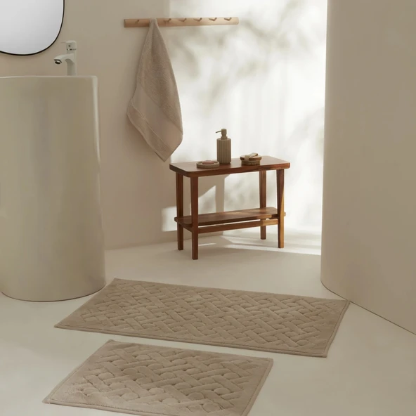 Karaca Home Foley 2'li Banyo Paspası Bej ürün görseli 1