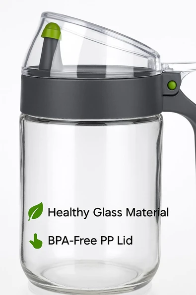 660 ml Şeffaf Cam Yağdanlık – Zeytinyağı, Sirke, Nar Ekşisi İçin İdeal Antrasit - 5