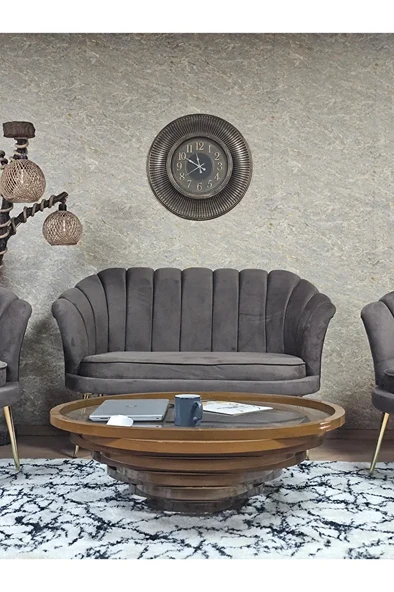 İstiridye Takım Gold Kaplama Sivriltme Ayak Çay Seti Koltuk Takımı Kahverengi Renk 110 x 48 Boyut/Ebat - 2