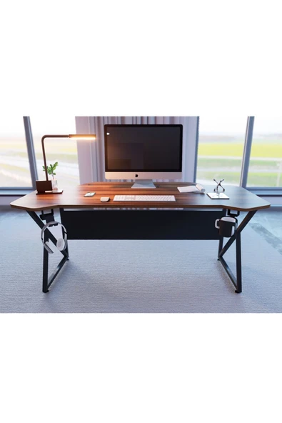 Michael Brean Özel Tasarım 140 Cm Ofis Yönetici Masası Bardaklı Ve Kulaklık Tutucu Hediye - 2