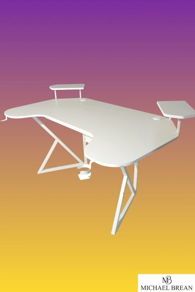 Michael Brean Özel Joystick Tasarım  Oyuncu Masası 160 Cm Bardaklık Ve Kulaklık Tutucu Hediye - 2