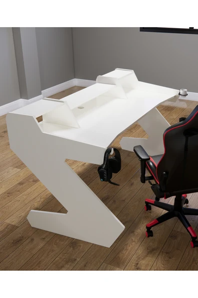 Michael Brean Özel Tasarım  Oyuncu Ve Stüdyo Masası 160 cm Bardaklık Ve Kulaklık Tutucu Hediye - 3