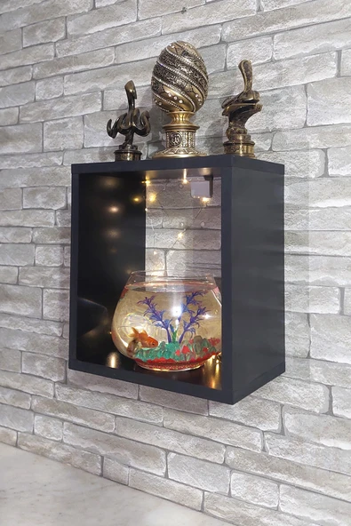 Dekor Akvaryum Masa Üstü & Duvara Monte Mobilyalı Led Işıklı Fanus Akvaryum - 3