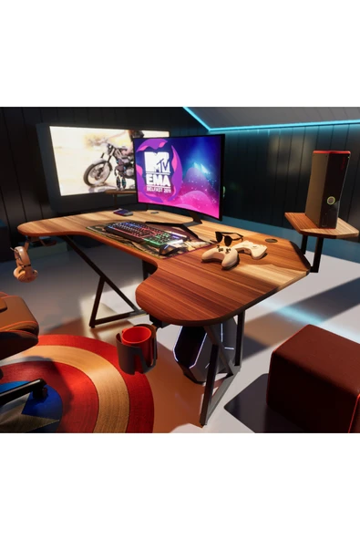 Michael Brean Özel Joystick Tasarım  Oyuncu Masası 160 Cm Bardaklık Ve Kulaklık Tutucu Hediye - 6