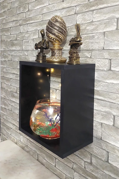 Dekor Akvaryum Masa Üstü & Duvara Monte Mobilyalı Led Işıklı Fanus Akvaryum - 4