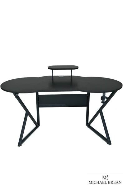 Michael Brean Özel Oval Tasarım Oyuncu Masası 156 Cm Bardaklık Ve Kulaklık Tutucu Hediye - 4