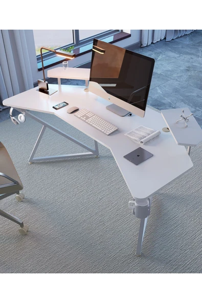 Michael Brean Özel Tasarım Kanatlı Ofis Yönetici Masası 160 Cm Bardaklık Ve Kulaklık Tutucu Hediye