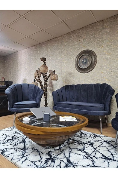 İstiridye Takım Krom Kaplama Sivriltme Ayak Çay Seti Koltuk Takımı Füme Renk 110 x 48 Boyut/Ebat - Resim 4