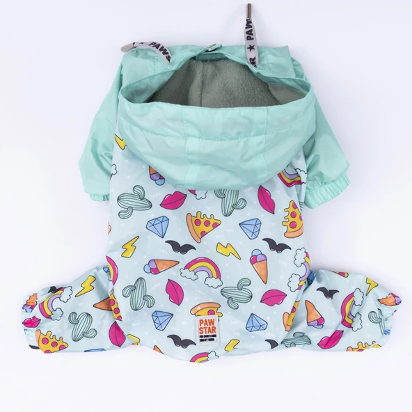 Pawstar Tokyo Polarlı Su Geçirmez Küçük Irk Köpek Yağmurluk Tulum - Resim 4