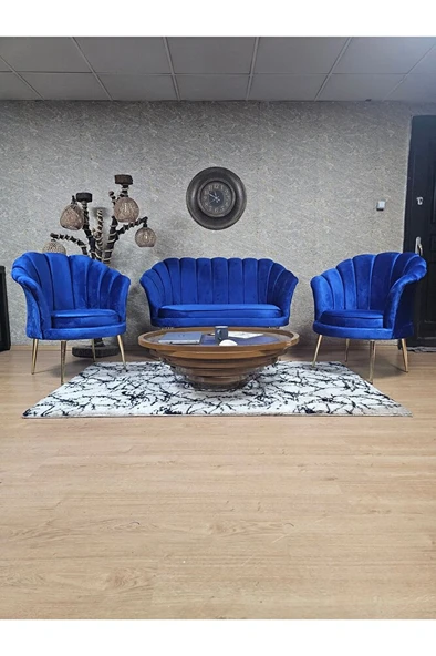 İstiridye Takım Gold Kaplama Sivriltme Ayak Çay Seti Koltuk Takımı Mavi Renk 110 x 48 Boyut/Ebat ürün görseli
