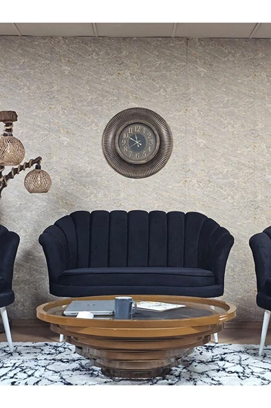 İstiridye Takım Beyaz Boyalı Sivriltme Ayak Çay Seti Koltuk Takımı Siyah Renk 110 x 48 Boyut/Ebat - 2