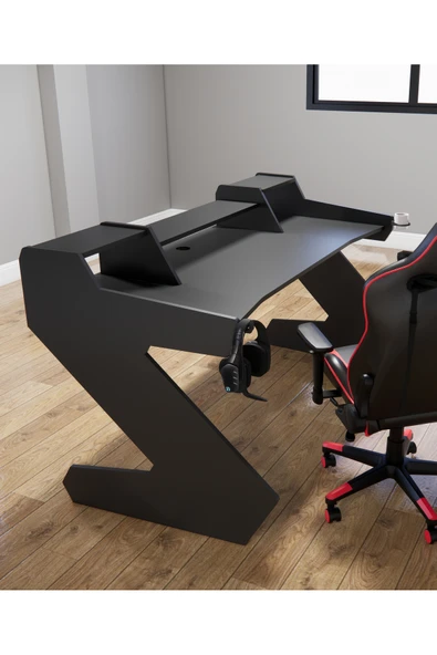 Michael Brean Özel Tasarım  Oyuncu Ve Stüdyo Masası 160 cm Bardaklık Ve Kulaklık Tutucu Hediye - 3