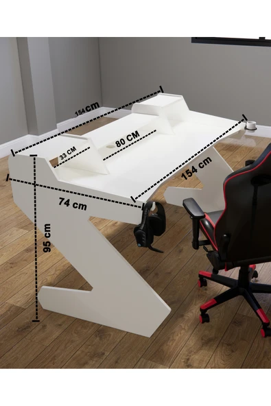 Michael Brean Özel Tasarım Oyuncu Ve Stüdyo Masası 150 Cm Bardaklık Ve Kulaklık Tutucu Hediye - 6