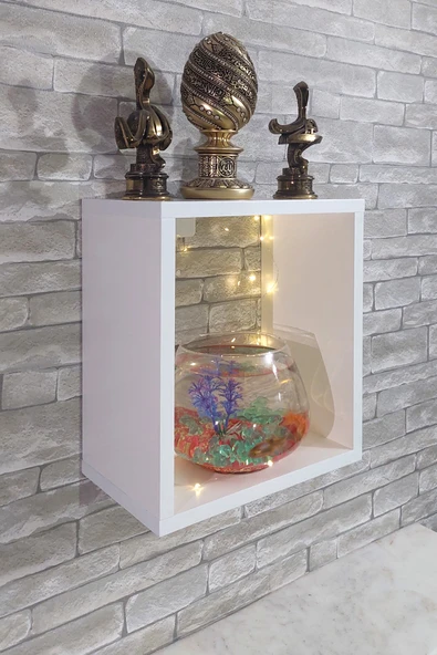 Dekor Akvaryum Masa Üstü & Duvara Monte Mobilyalı Led Işıklı Fanus Akvaryum