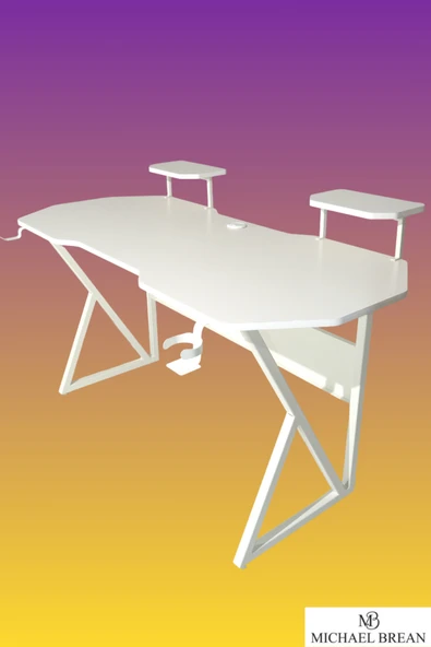 Michael Brean Özel Tasarım Oyuncu Masası 150 Cm Bardaklık Ve Kulaklık Tutucu Hediye - 3