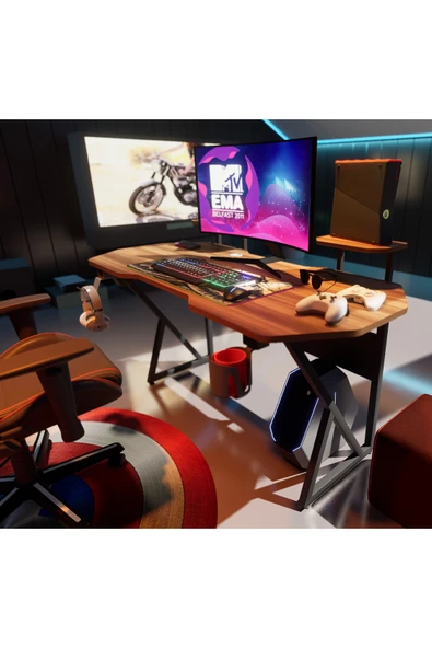 Michael Brean Özel Tasarım Oyuncu Masası 150 Cm Bardaklık Ve Kulaklık Tutucu Hediye - 5