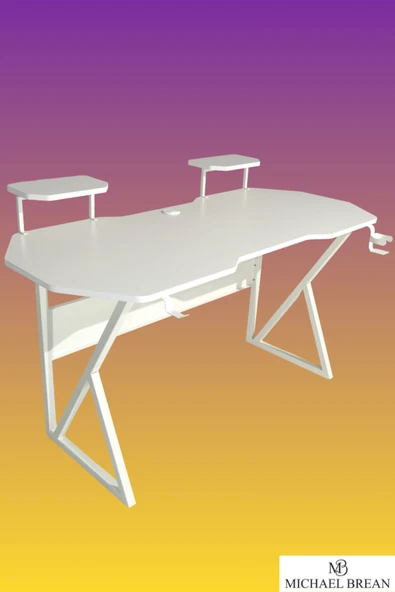 Michael Brean Özel Tasarım Oyuncu Masası 150 Cm Bardaklık Ve Kulaklık Tutucu Hediye - 4