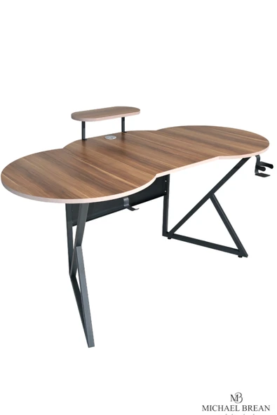 Michael Brean Özel Oval Tasarım Oyuncu Masası 156 Cm Bardaklık Ve Kulaklık Tutucu Hediye - 4