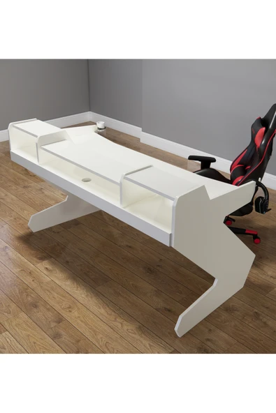 Michael Brean Özel Tasarım  Oyuncu Ve Stüdyo Masası 160 cm Bardaklık Ve Kulaklık Tutucu Hediye - 4