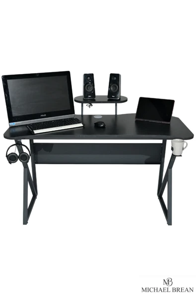 Michael Brean Özel Tasarım Oyuncu Masası 135 Cm Bardaklık Ve Kulaklık Tutucu Hediye - 3