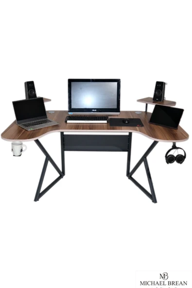 Michael Brean Özel Joystick Tasarım  Oyuncu Masası 160 Cm Bardaklık Ve Kulaklık Tutucu Hediye - 3