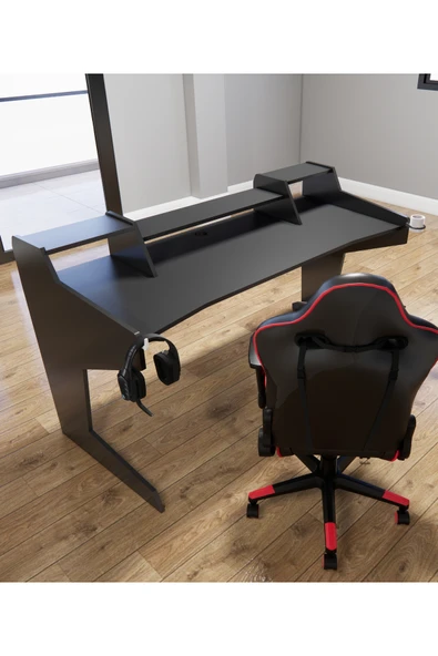 Michael Brean Özel Tasarım Oyuncu Ve Stüdyo Masası 160 cm Bardaklık Ve Kulaklık Tutucu Hediye