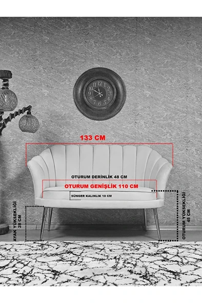 İstiridye Takım Gold Kaplama Sivriltme Ayak Çay Seti Koltuk Takımı Bordo Renk 110 x 48 Boyut/Ebat - 5