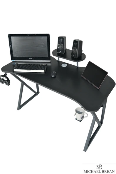 Michael Brean Özel Tasarım Oyuncu Masası 135 Cm Bardaklık Ve Kulaklık Tutucu Hediye - 2