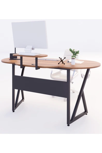 Michael Brean Özel Oval Tasarım Oyuncu Masası 156 Cm Bardaklık Ve Kulaklık Tutucu Hediye - 7