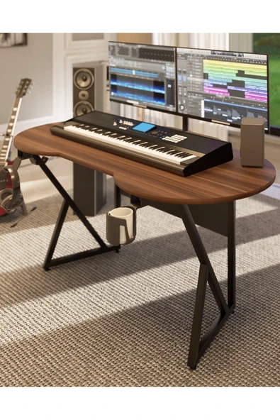 Michael Brean Özel Oval Tasarım Oyuncu Masası 156 Cm Bardaklık Ve Kulaklık Tutucu Hediye - 6