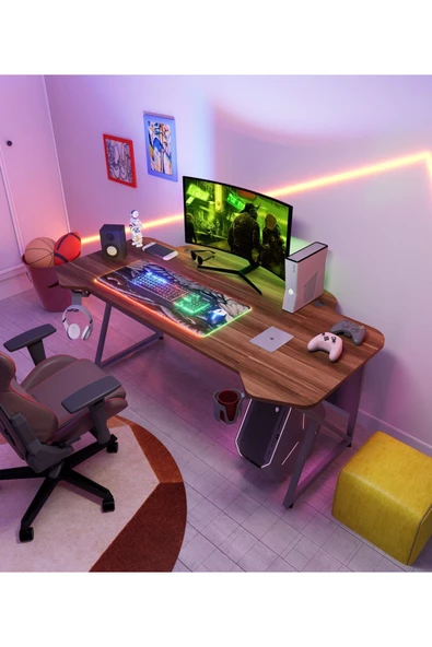 Michael Brean Özel Tasarım 140 Cm Oyuncu Masası Bardaklı Ve Kulaklık Tutucu - 2