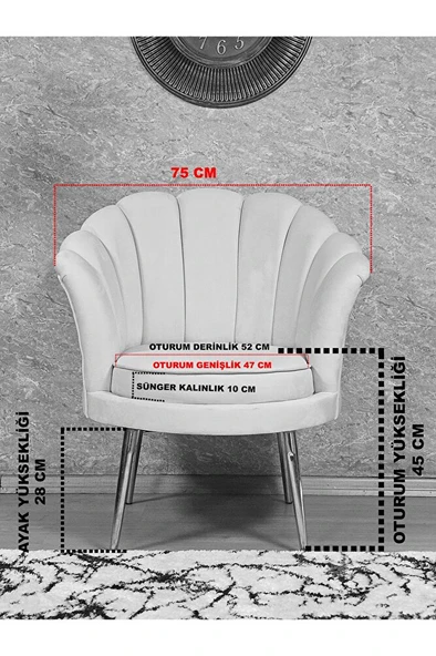 İstiridye Takım Krom Kaplama Sivriltme Ayak Çay Seti Koltuk Takımı Mavi Renk 110 x 48 Boyut/Ebat - Resim 6