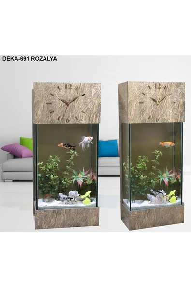 Dekor Akvaryum Led ışıklı Saat Kule Akvaryum Seti Deka-691 rozalya - 3