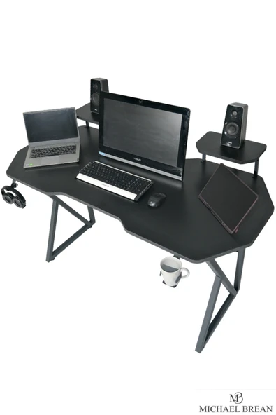 Michael Brean Özel Tasarım Oyuncu Masası 150 Cm Bardaklık Ve Kulaklık Tutucu Hediye