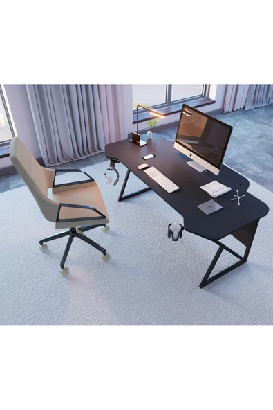 Michael Brean Özel Tasarım 140 Cm Oyuncu Masası Bardaklı Ve Kulaklık Tutucu Hediye - 3