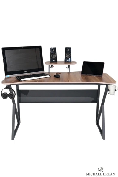 Michael Brean Özel Tasarım Oyuncu Masası 135 Cm Bardaklık Ve Kulaklık Tutucu Hediye - 2