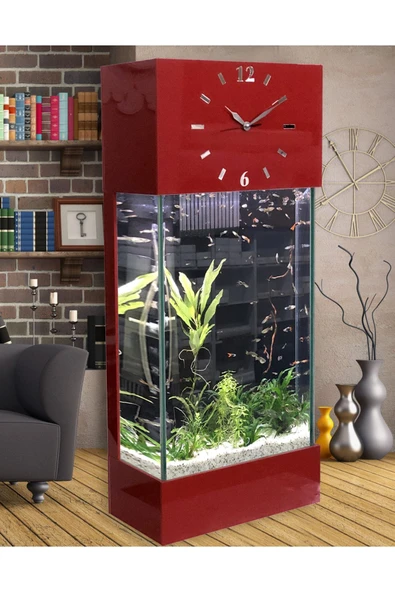 Dekor Akvaryum Led Işıklı Saatli Kule Akvaryum Seti