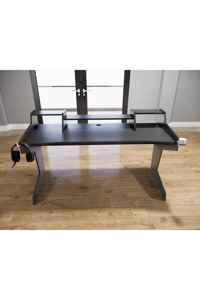 Michael Brean Özel Tasarım Oyuncu Ve Stüdyo Masası 160 cm Bardaklık Ve Kulaklık Tutucu Hediye - 2