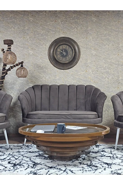 İstiridye Takım Beyaz Boyalı Sivriltme Ayak Çay Seti Koltuk Takımı Kahverengi Renk 110 x 48 Boyut/Ebat - 2