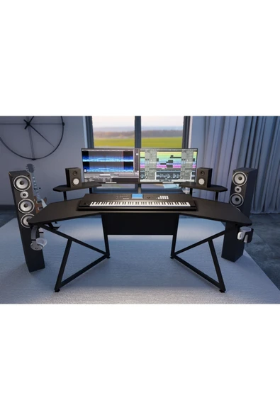 Michael Brean Özel Tasarım Kanatlı Oyuncu Masası 160 Cm Bardaklık Ve Kulaklık Tutucu Hediye - 2