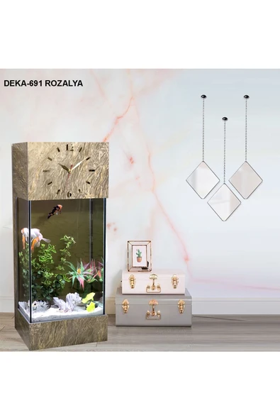 Dekor Akvaryum Led ışıklı Saat Kule Akvaryum Seti Deka-691 rozalya - 2