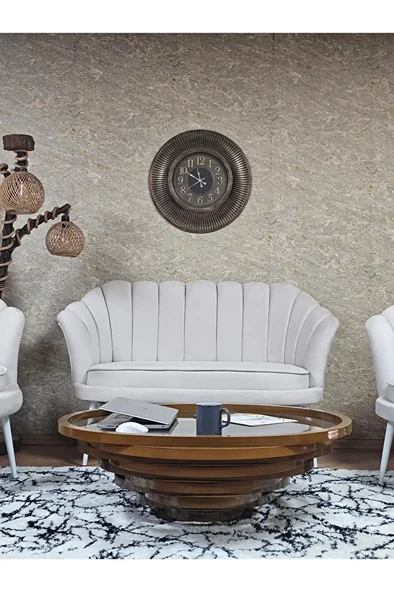 İstiridye Takım Beyaz Boyalı Sivriltme Ayak Çay Seti Koltuk Takımı Krem Renk 110 x 48 Boyut/Ebat - 2