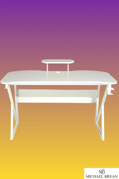 Michael Brean Özel Tasarım Oyuncu Masası 135 Cm Bardaklık Ve Kulaklık Tutucu Hediye - 4