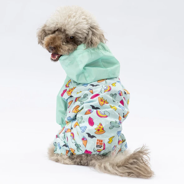Pawstar Tokyo Polarlı Su Geçirmez Küçük Irk Köpek Yağmurluk Tulum - Resim 2
