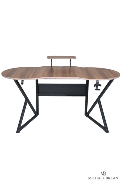 Michael Brean Özel Oval Tasarım Oyuncu Masası 156 Cm Bardaklık Ve Kulaklık Tutucu Hediye - 2