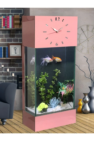 Dekor Akvaryum Led Işıklı Saatli Kule Akvaryum Seti
