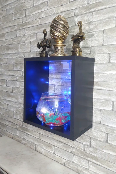 Dekor Akvaryum Masa Üstü & Duvara Monte Mobilyalı Led Işıklı Fanus Akvaryum - 2