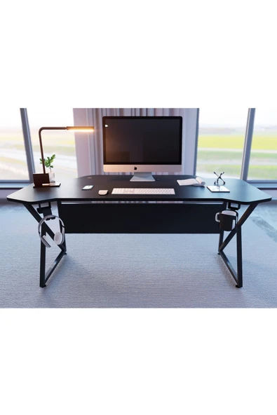 Michael Brean Özel Tasarım 140 Cm Oyuncu Masası Bardaklı Ve Kulaklık Tutucu Hediye - 4